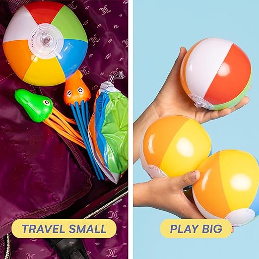 Top Race Mini Beach Balls Bulk - 5 Inch Inflatable Balls for Summer Party, Ocean Party Decorations, Pool Toys for Kids - Set of 25 Rainbow Beach Ball for Birthdays, Vacation, Pool, Hawaiian Parties