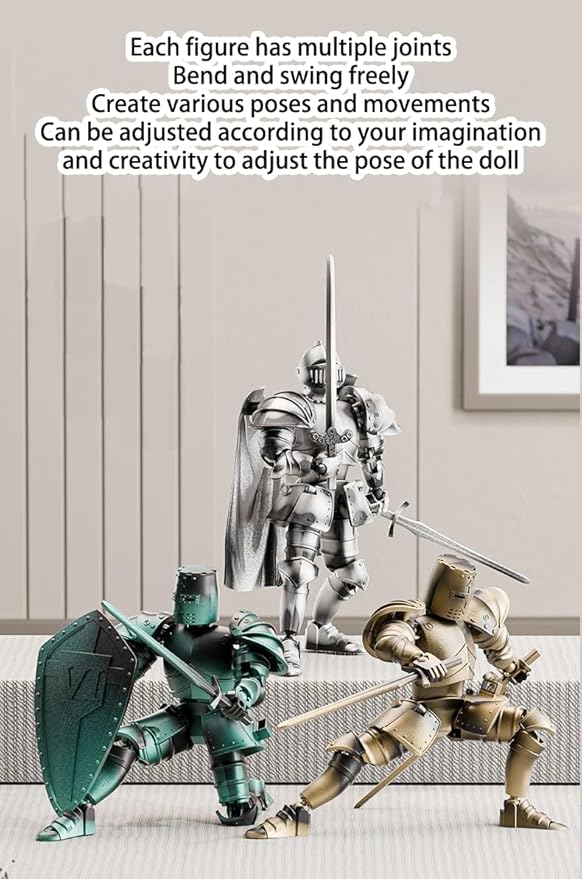 T13 Action Figure,Medieval Knight Action Figures,Dummy Lucky 13,3D Printed Robot Action Figure (Assembly Required)(Green)