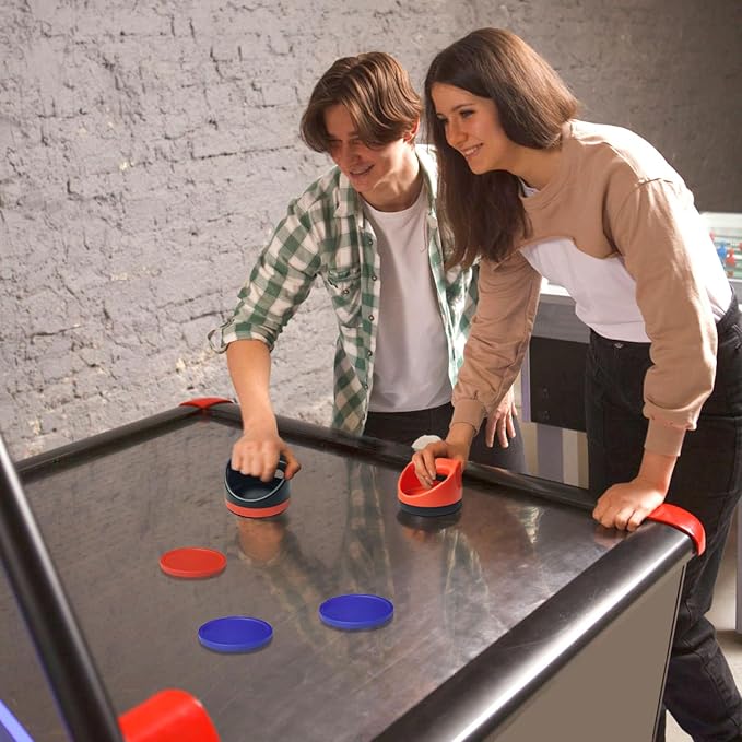Air Hockey Pushers Air Hockey Pucks &Paddles,Goal Handles Paddles Replacement Accessories for Game Tables Include 2 Pushers, 4 Red &4 Blue Pucks