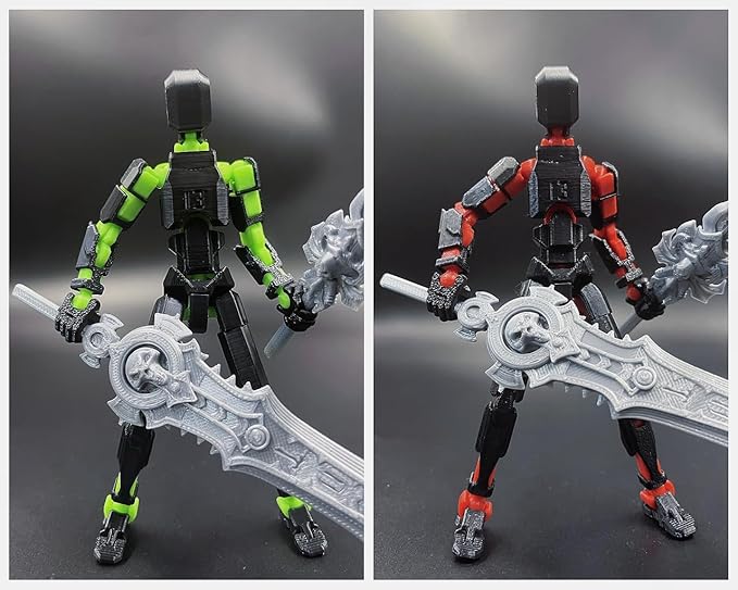T13 New Action Figure Set (Assembly Completed), 3D Printed Multi-Jointed Movable Titan 13 Dummy Lucky 13 Mobile Robot, Nova 13 Action Figures Desktop Decorations for Game Lovers Toy (Black Red Green）
