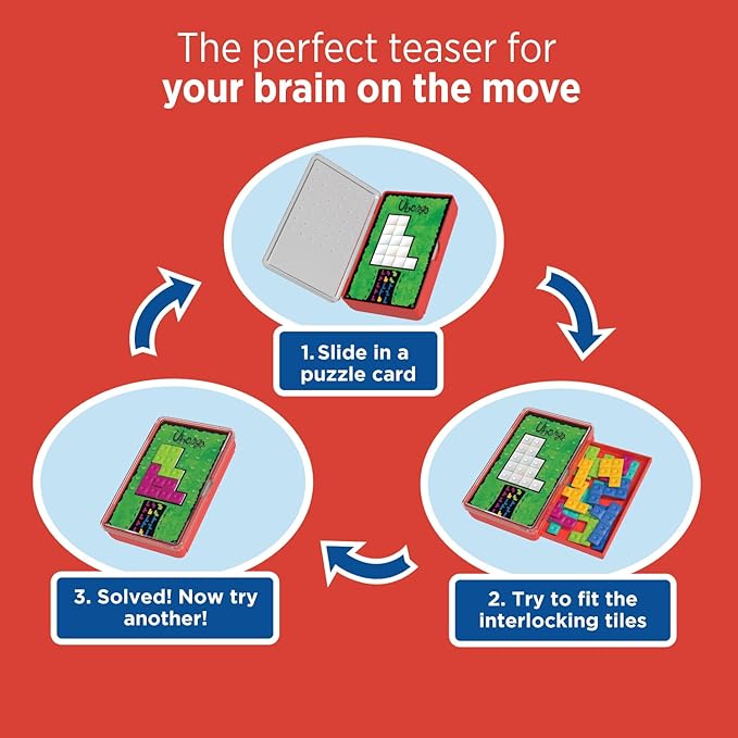Thames & Kosmos Ubongo The Brain Game to Go Fast-Paced, Addictive, and Easy-to-Learn | Convenient Self Contained Carrying Case | Solo Geometric Puzzle Game | for Ages 8 and Up