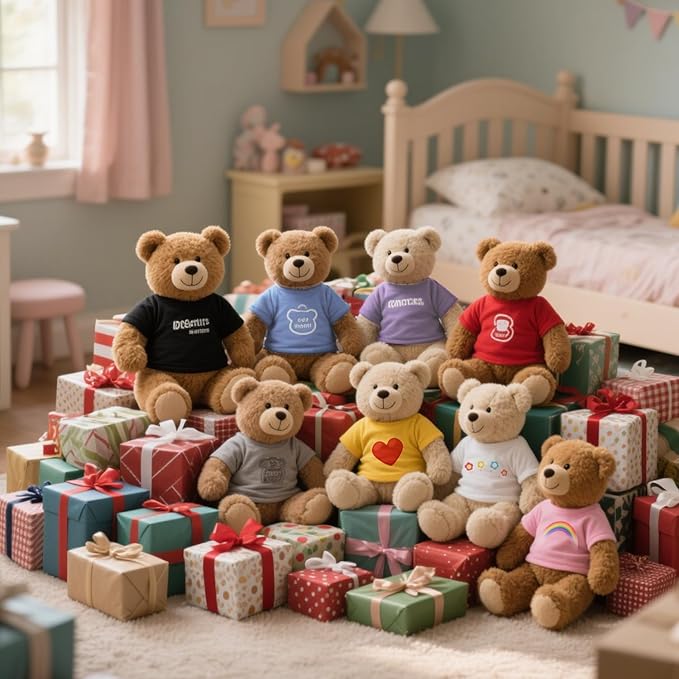 8-Pack Colorful T-Shirts for 17-18 Inch Bears Soft Stuffed Animal Clothes Set (8 Mixed Color)