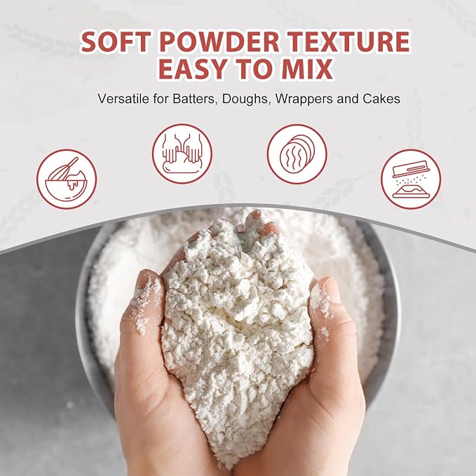 Soeos Rice Flour 16 Ounce (Pack of 4), Rice Flour for Baking or Cooking with Resealable Bag, Ideal for Mochi, Noodles, Dumplings & Desserts, Smooth Texture