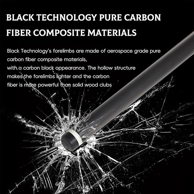 100% Carbon Fiber Shaft, Black Technology Shaft of Pool Cue Front Part for Billiard Play/Break/Snooker Cue Shaft with Foam- 737 mm,745mm,765mm