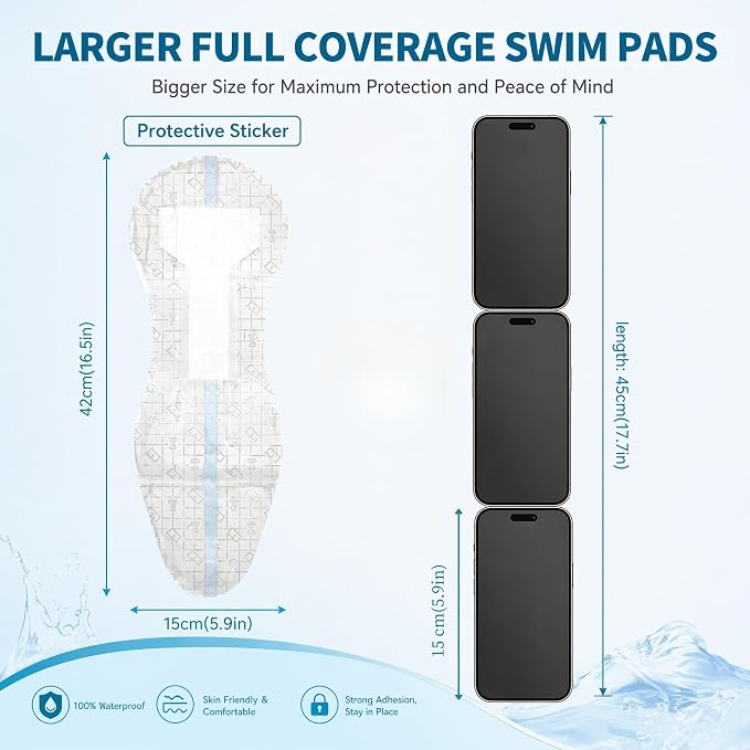Waterproof Pads for Swimming，Swimming Private Stickers for Women | Skin-Friendly Private Area Protection | Dirt Prevention for Swimming & Daily Activities | 7-Pack（5.9 * 16.5in）