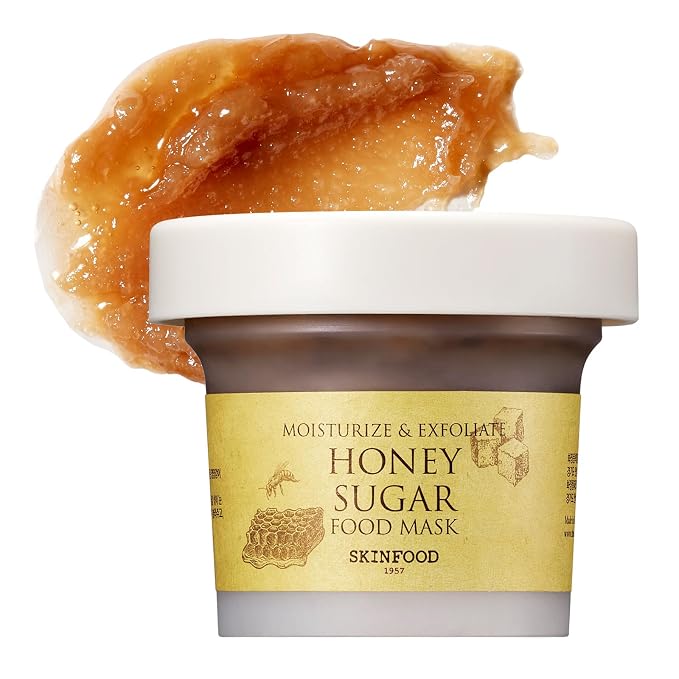 SKINFOOD Mask Honey Sugar 120g - Facial Pore Cleanser, Nourishing & Firming Skin Exfoliator - Wash Off Face Masks w/Melting Sugar for Healthy and Smooth Skin- Shower-Proof Texture (4.23 oz)