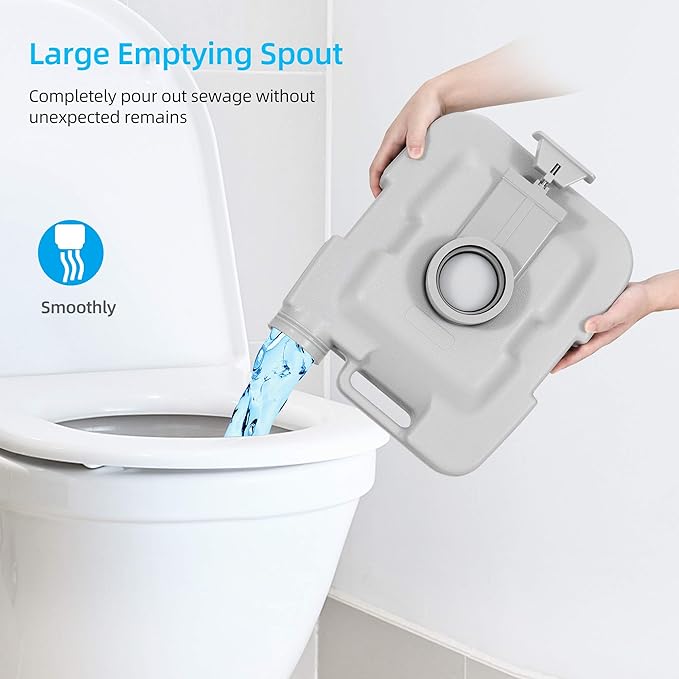 YITAHOME Portable Toilet, Camping Toilet, Travel RV Toilet,5.3 Gallon Detachable Waste Tank, Double Water Spouts, Portable Toilet for Camping, Hiking, Hunting, Boating, Gray