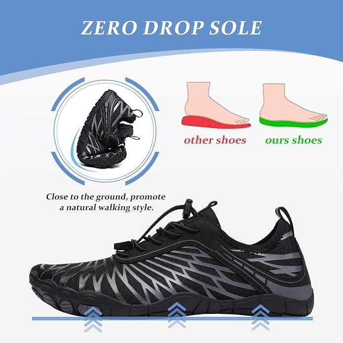 Barefoot Shoes for Women & Men, Grounded Walking Hiking Barefoot Shoes, Wide Toe Box Non-Slip Water Athletic Footwear, Comfortable Vitality Barefoot Footwear, Trail Running Sneakers Unisex