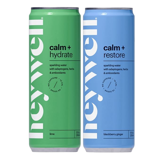Heywell Sparkling Adaptogenic, Calm Variety Pack, 12 Fluid Ounce (Pack of 12) - Organic, Non GMO, Vegan, Gluten Free, Dairy Free