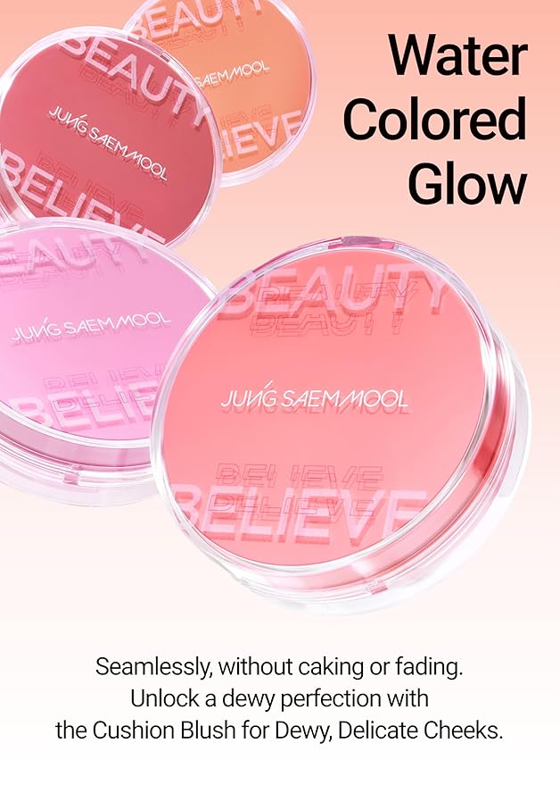 JUNG SAEM MOOL Artist Cushion Blush | Easy to Blend with Puff, Buildable Liquid Blush for Cheeks with a Dewy & Natural Finish, Korean Makeup (Bubbly Pink)