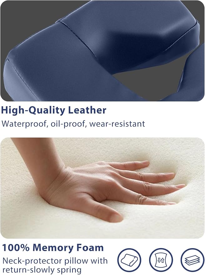 TOROKOM Adjustable Headrest Massage Kit, Face Pillow Cradle & Support Bracket, Hanging Arm Rest, Square Face Pillow for Sleeping Mattress Top(Blue)