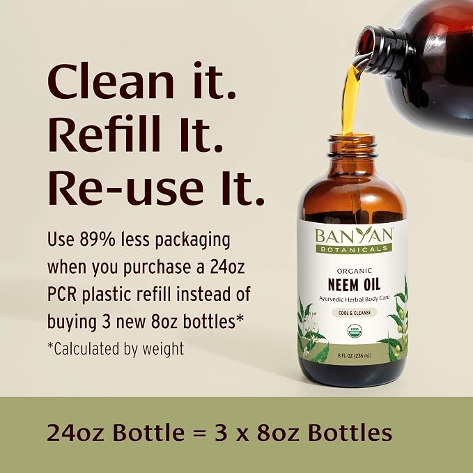 Banyan Botanicals Organic Neem Oil – Cooling & Soothing Ayurvedic Neem Oil – Supports Healthy Radiant Skin – 24 oz. – Non-GMO Sustainably Sourced Abhyanga Massage Oil