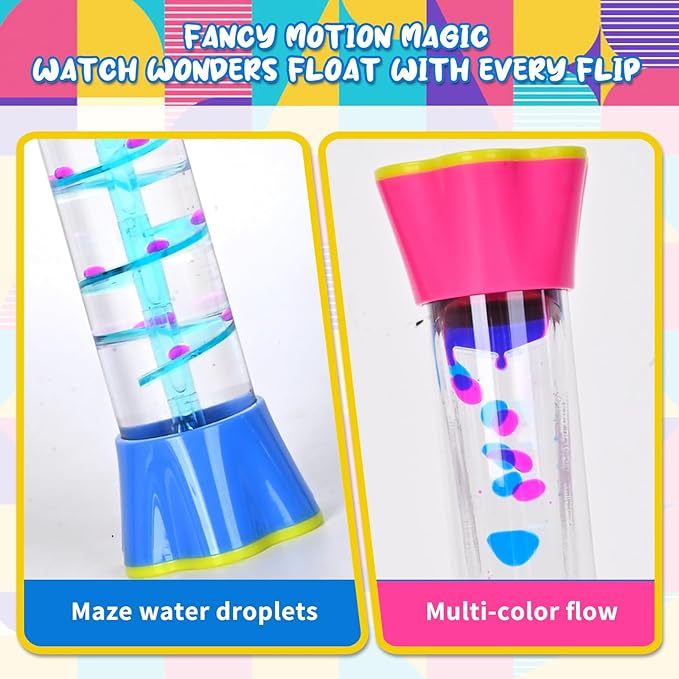 FKYTION Cool Tubes Toy Liquid Motion Bubbler 4-Pack, Colorful Sensory Toys, Classroom Learning & Time Management, Home or School Desktop Toys