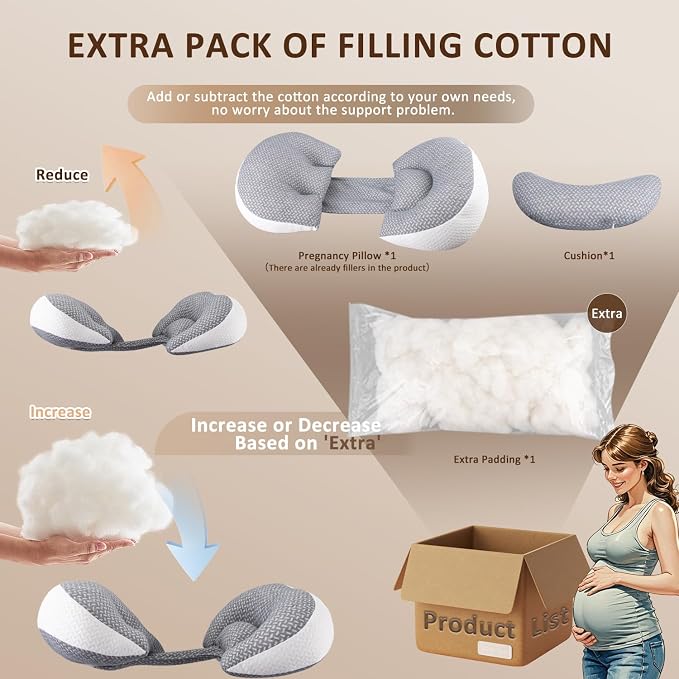 Chilling Home Pregnancy Pillow for Sleeping Portable, Maternity Pillow for Side Sleeper, Travel Wedge Pillow, Body Pillow Support for Back, Belly, with Removable Cover, Pink