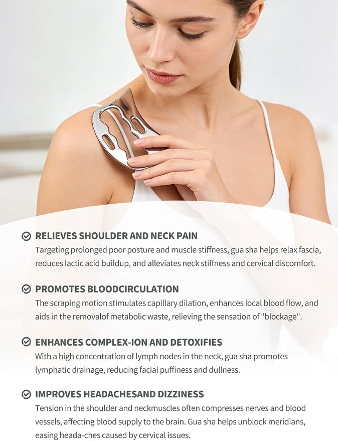 2-in-1 Stainless Steel Gua Sha Massage Tool Set, Muscle Scraper & IASTM Tools for Soft Tissue Mobilization, Myofascial Release, Body Skin Massage, Physical Therapy Sore Muscle Relief with Travel Pouch