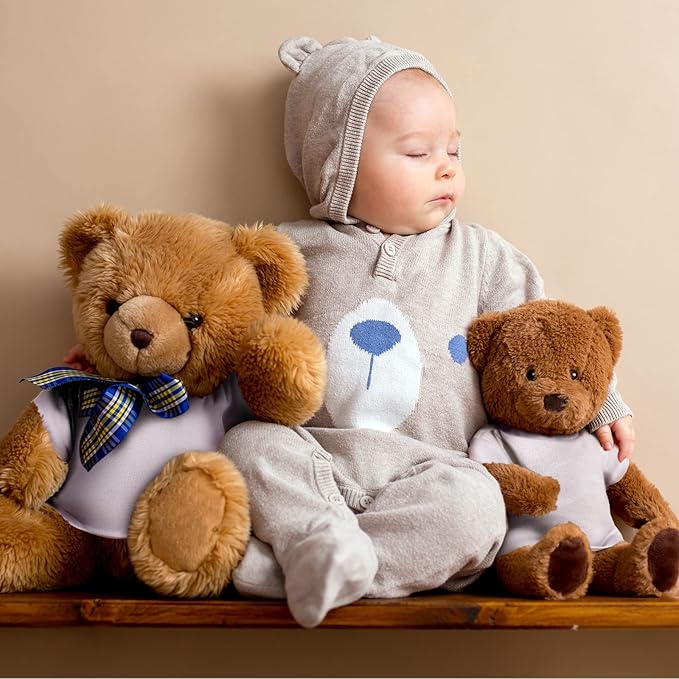 Skylety 6 Pcs Bear Clothes Basic Tee Shirt Classic Stuffed T Shirt Plush Crew Neck for Stuffed Bears Doll with 14 - 18 Inch, Bear Not Included(White)