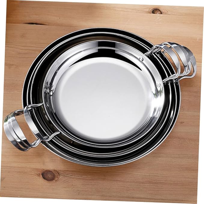 LABRIMP Korean Ramen Pan Double Handle Pot Stainless Steel Dry Pot Rapid Heat Transfer Cookware
