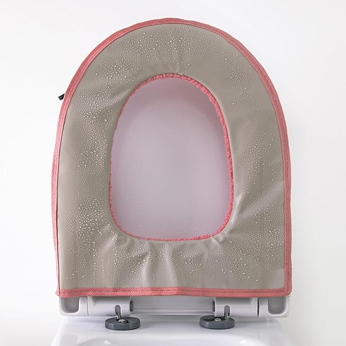 Warm Plush Toilet Seat Cover:Thicken Toilet Seat Pad with Hanging Loop and Zipper, Bathroom Soft Toilet Seat Covers Washable Cushion (Pink)