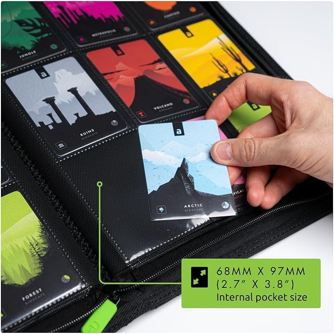 Vault X 9 Pocket Zip Binder, 360 Cards, Exo-Tec Material, 20 Side-Loading Pages (Yellow)