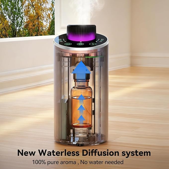 Waterless Essential Oil Diffuser Aromatherapy Scent Diffusers for Home Large Room, Bedroom, Car, Office, Desk, Battery Operated Mini Portable Air Freshener, 3 Countdown Timers & 3 Mist Levels