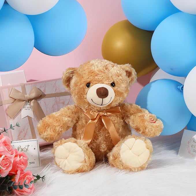 Liliful Halloween Plush Bear Gift 12 Inch Plush Stuffed Animal Insert a Recordable Sound Module Brown Bear Soft Doll Fabric Animal Toy for Birthday Party Decoration(Vivid Style)