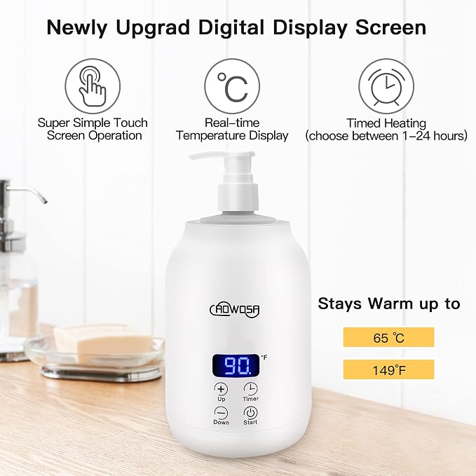Massage Oil Warmer Bottle Professional Electric Lotion Digital Heater for SPA, Automatic Oil Warmer Heated Oil Lotion Cream for Salon, Barber Shops, Home, with Two Oil Bottle Dispenser (White)