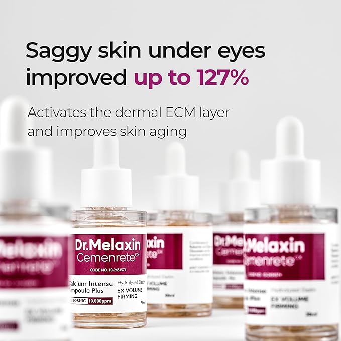 Dr.Melaxin Cemenrete Calcium Ampoule Plus with Adenosine and Niacinamide for Sagging Under Eye Skin, Dark Circles, Fine Lines &Eye Bags 1.01fl.oz.
