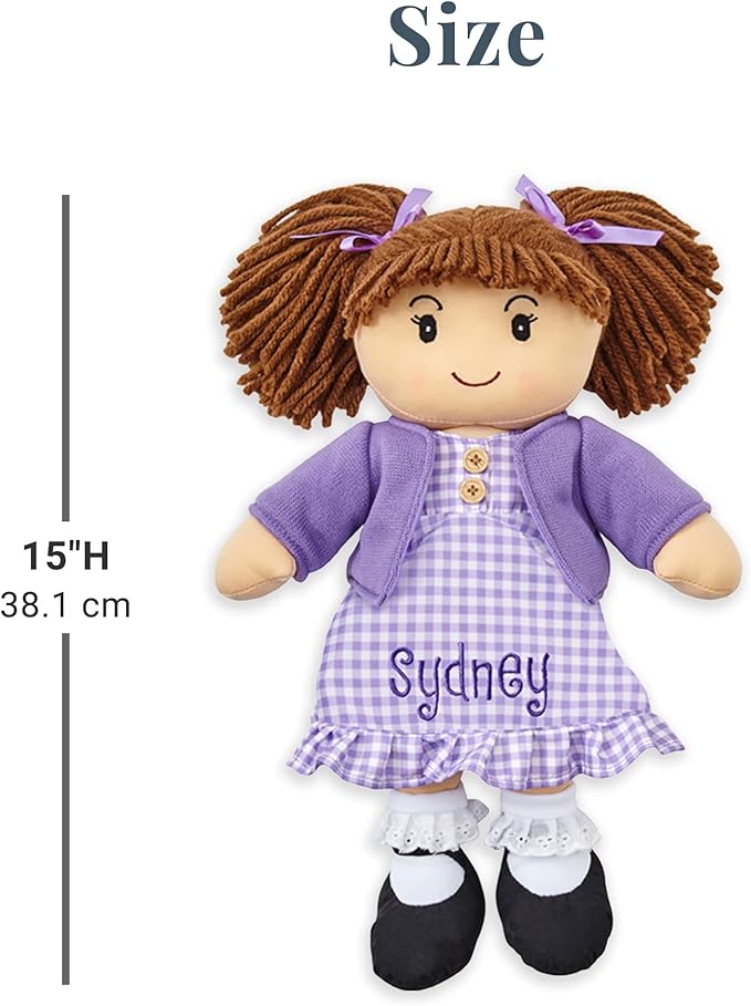 Let's Make Memories Personalized Rag Doll - Mini-Me Doll - Doll for Girls - Toy for Girls - Light Brown Hair