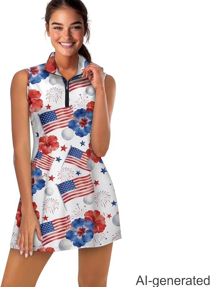 Golf Dress Tennis Dresses for Women with Built in Shorts and Pockets Sleeveless Athletic Dress Workout Dress