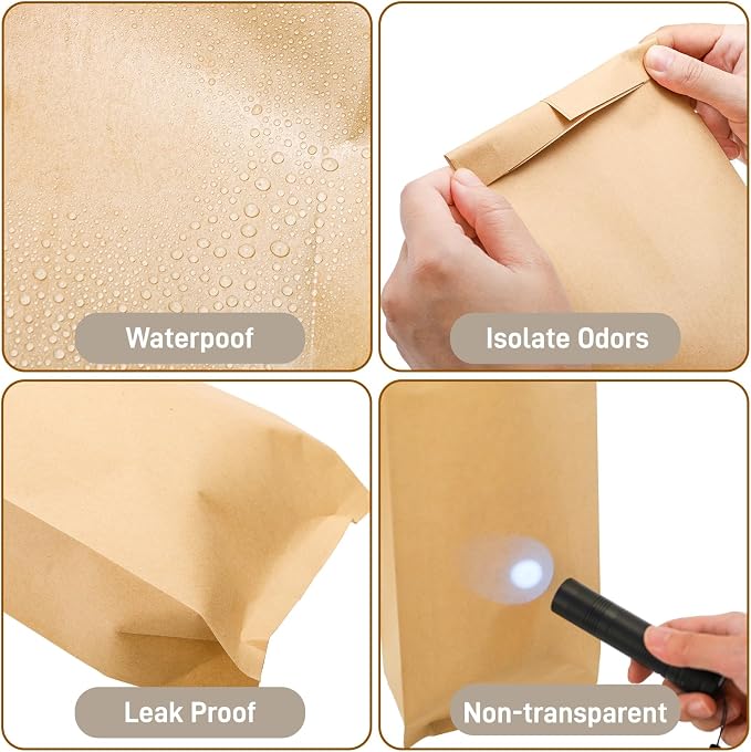 ZOOFOX 300 Pieces Waxed Kraft Sanitary Napkin Disposal Bag, Leak Proof 5.5" x 10" Waste Receptacle Paper Liner, Commercial Business Restroom Bathroom Janitorial Personal Dispenser for Tampon and Pad