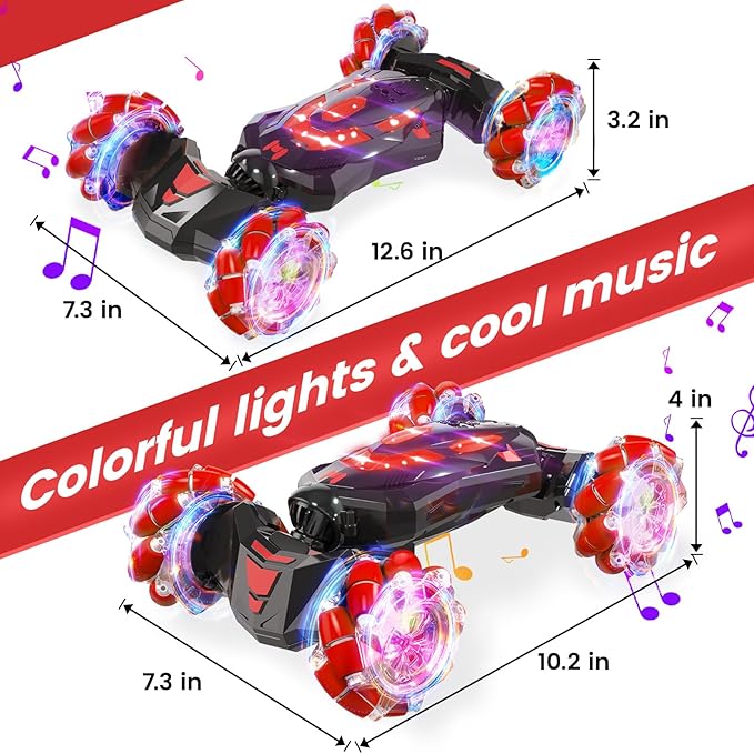 YEMIAI Gesture Sensing RC Stunt Car,Remote Control Car Toys for Ages 8-12,Drift Cars with Lights Music,4WD 360° Spins All Terrains Kids Toys RC Cars, 4-7 Best Birthday Gift for Kids