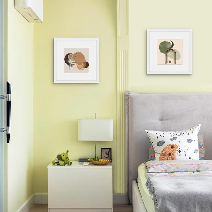 Picrit 12x12 Picture Frame Set of 12, Display 8x8 with Mat or 12 x 12 without Mat, Photo Frames for Wall Mounting Display, White