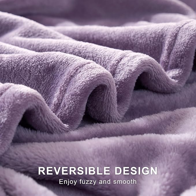 Hansleep Throw Fog Purple Fleece Blanket, Soft Flannel Bed Blanket | Fuzzy Cozy Blanket 50x60 Inches, Multi-use for Bed, Sofa, Couch, Travel, Camping, All Season Warm Lightweight Cover