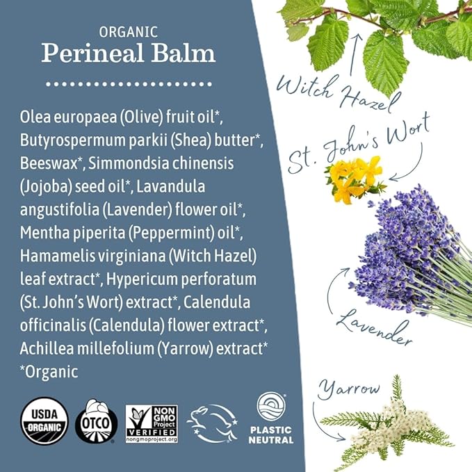 Earth Mama Postpartum Recovery Kit, Take Care Down There® Trifecta with Organic Perineal Balm, Sitz Bath & Herbal Peri Spray, 3-Piece Set