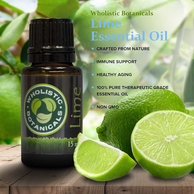 Lime Essential Oil — Massage Oil and Fragrance Oil — Immune Support, Antioxidants for Healthy Aging — 15 ml