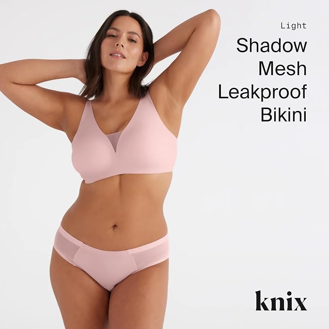 KNIX Women Leakproof Period Underwear No-Show Mesh Bikini – Light Flow Protection, Absorbs 1–3 Regular Tampons