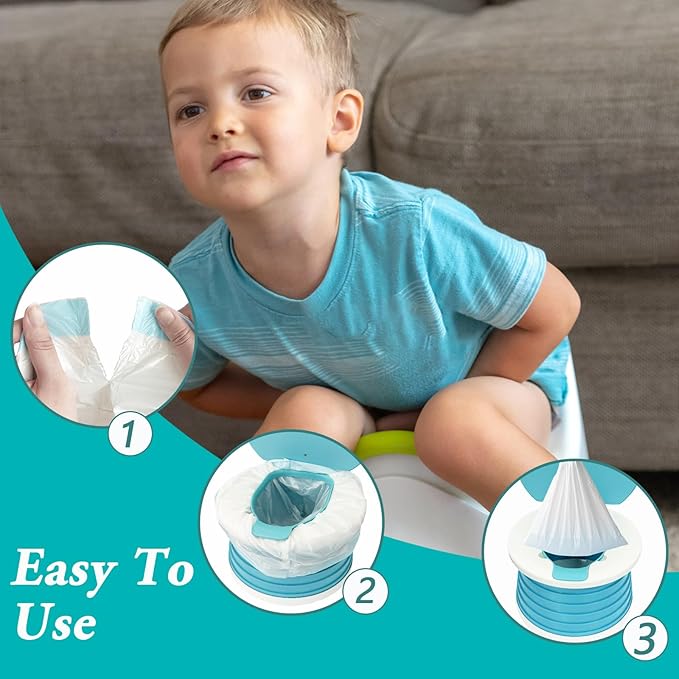 120 Pack Potty Chair Liners with Drawstring,Disposable Training Toilet Seat Potty Bags for Kids Toddlers Outdoors Travel(17.3x9.4 inch)