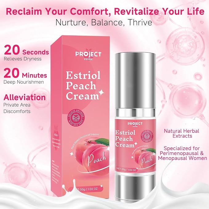 Silky Peach Cream for Women, Vaginal Estrogen Cream for Women | Relief Menopause Vaginal Dryness & Vaginal Itching (1 fl.oz)