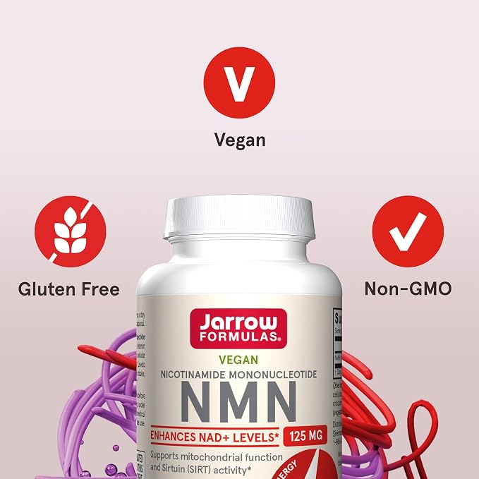 Jarrow Formulas Nicotinamide Mononucleotide (NMN) - 60 Tablets - Supports Energy Production - Dietary Supplement - Vegan, Gluten Free, Non-GMO - 60 Servings
