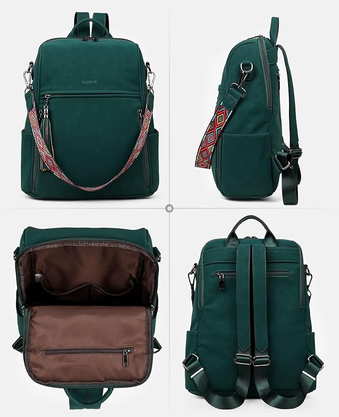 FADEON Leather Backpack Purse for Women Designer Travel Backpack Purses PU Fashion Ladies Shoulder Bag with Tassel