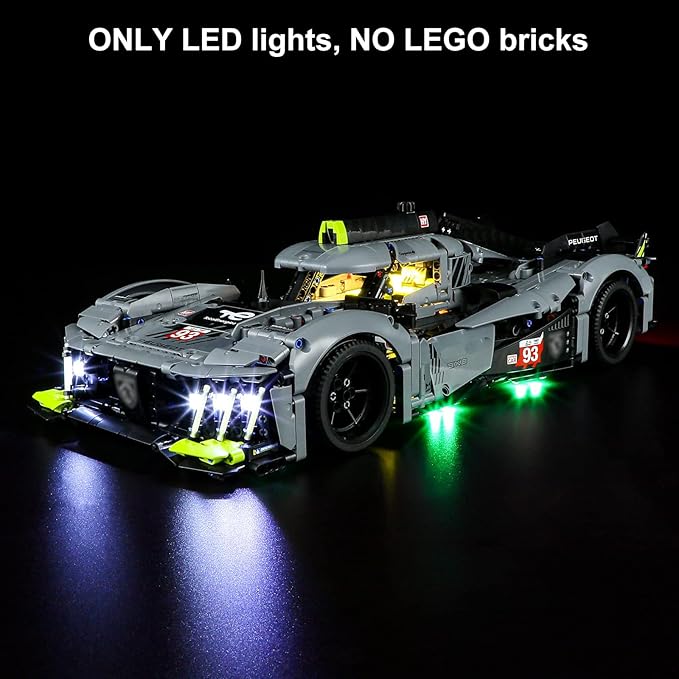 Vaodest LED Light for Lego Technic 42156 Peugeot 9X8 24H Le Mans Hybrid Hypercar Set,Design and Configuration Compatible with Model 42156 (LED Light Only, Not Building Block Kit)
