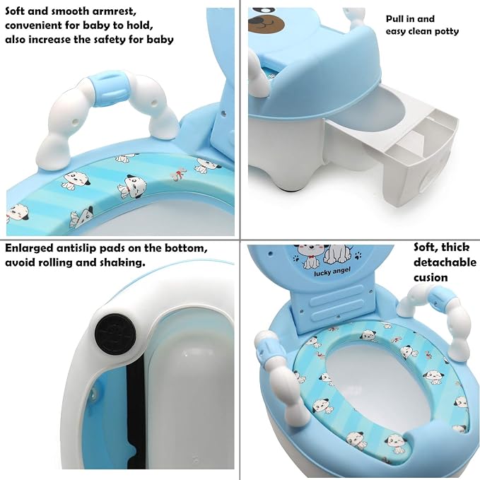 SMT- Baby Kids Portable Bear Blue Potty Training Seat Toddler Lovely Toilet Seat Stool Chair [P/N: ET-BABY003-BLUE]