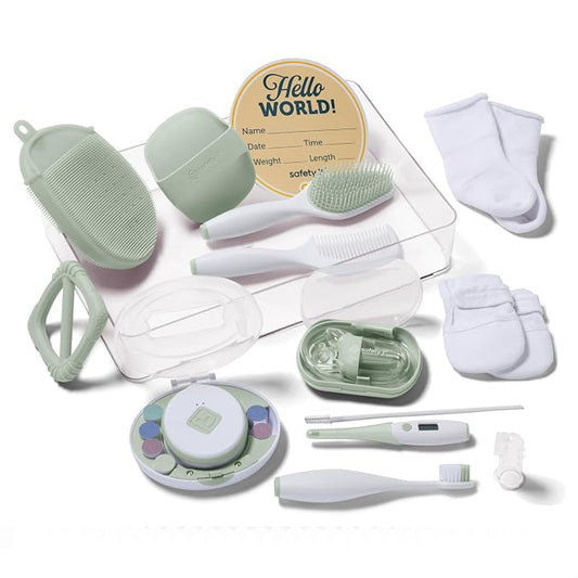 Safety 1st Baby's 1st Welcome Home Health and Grooming Kit, 12‑Piece Newborn Care Set with Electric Nail File and Storage Box