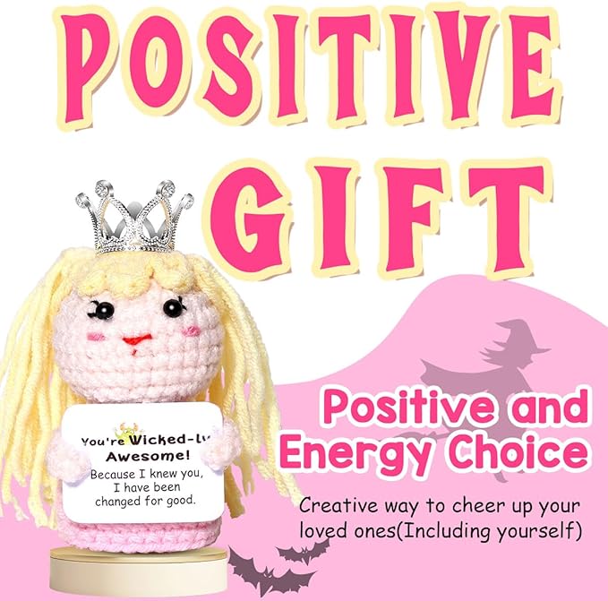 AICase Wicked Merch Glinda Dolls for Mom Stuffers Wicked Witch of The West Crochet Funny Positive Gifts Emotional Support Nuggets Handmade Cheer Gifts for Women/MoM Men Birthday_Pink