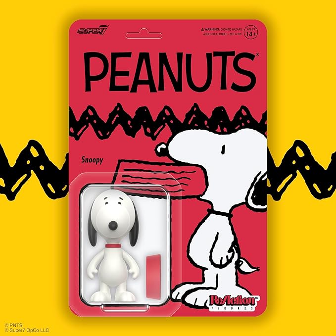 Super7 Peanuts Snoopy Reaction Figure - 3.75" Peanuts Action Figures with Accessory Classic Cartoon Collectibles and Retro Toys