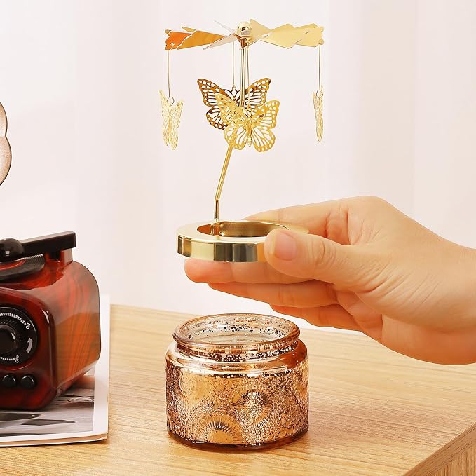 Butterfly Rotating Scented Candle, Gifts for Women Mom Daughter Sister Wife | Birthday Gifts for Women Friendship, Unique Candle Gift for Christmas Anniversary Mothers Day