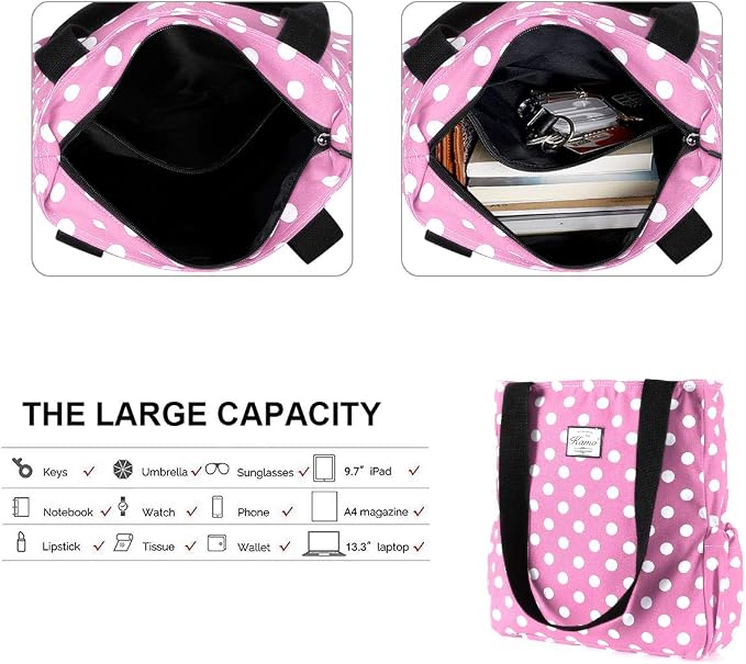 KAMO Floral Tote Bag - Waterproof Lightweight Handbags Travel Shoulder Bag for Hiking Yoga Gym Swimming Travel Beach