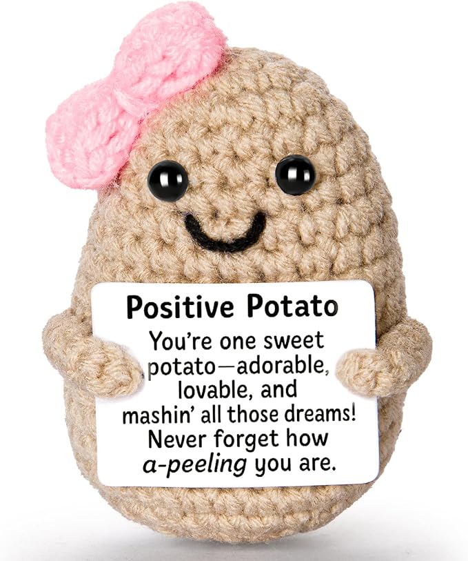 Emotional Support Crochet, Positive Crochet Sweet Potato, Encouragement Gifts for Women Men Birthday Christmas Self Care Friends Coworkers Relaxation Gift Desk Home Fall Decor Inspirational Support