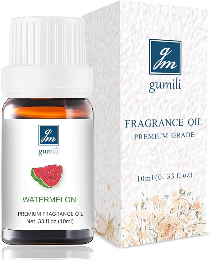 GM Gumili Watermelon Essential Oil - Pure Organic Scent for for Aromatherapy, Diffusers, Spray, Skin & Hair Care, Massage, DIY Candles & Soap, Perfume - Fruity Fragrance, 10mL