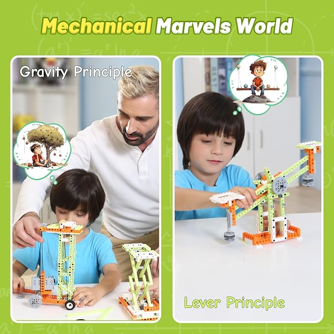 Robot E STEM Kits - Includes Large Storage Organizer, 14 in 1 Electric Building Toys with Learning Materials, Educational Construction Science Kit for Kids 8-10 10-12 Christmas Birthday Gift